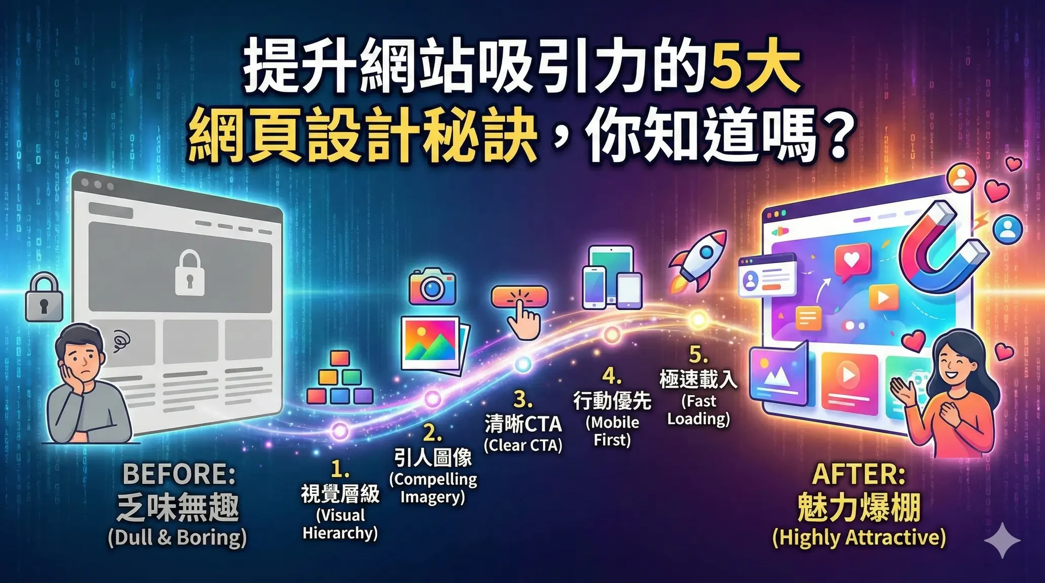 提升網站吸引力的5大網頁設計秘訣